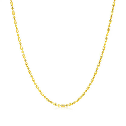 14k Yellow Gold Diamond-Cut Alternating Bead Chain (1.10 mm)