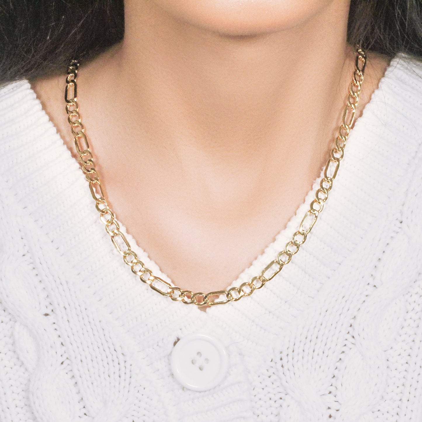 14k Yellow Gold Lite Figaro Chain (6.60 mm)