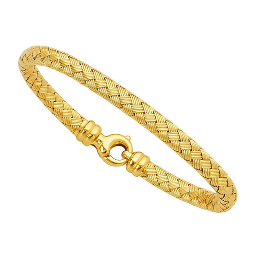 Fancy Weave Bangle in 14k Yellow Gold (5.00 mm)
