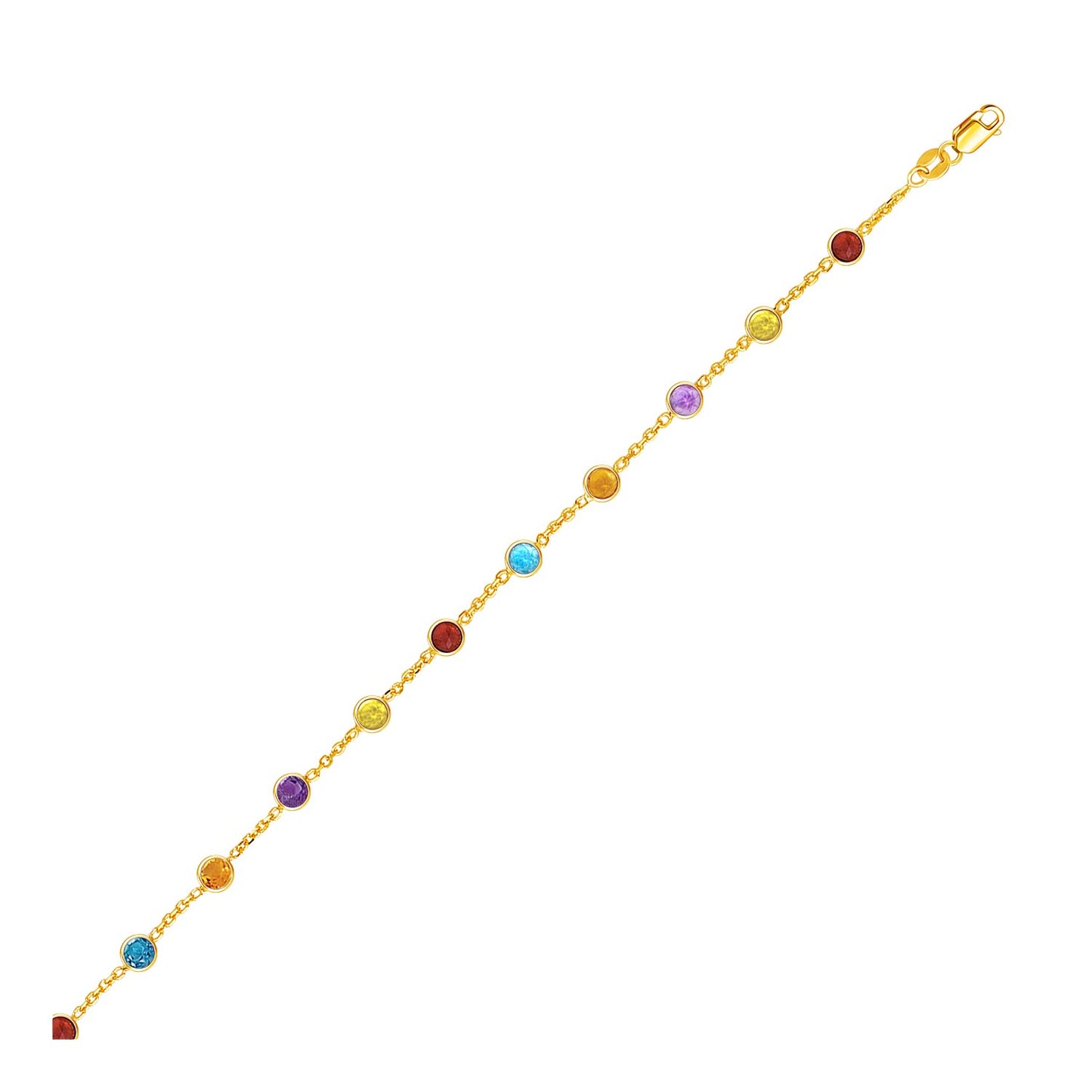 14k Gold Multi Tone stations  Cable Anklet