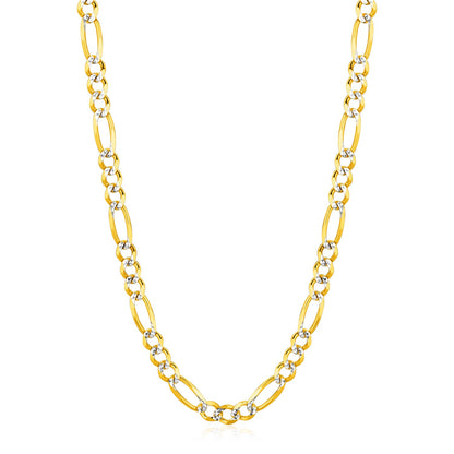 14K Yellow Gold Solid Pave Figaro Chain (5.90 mm)