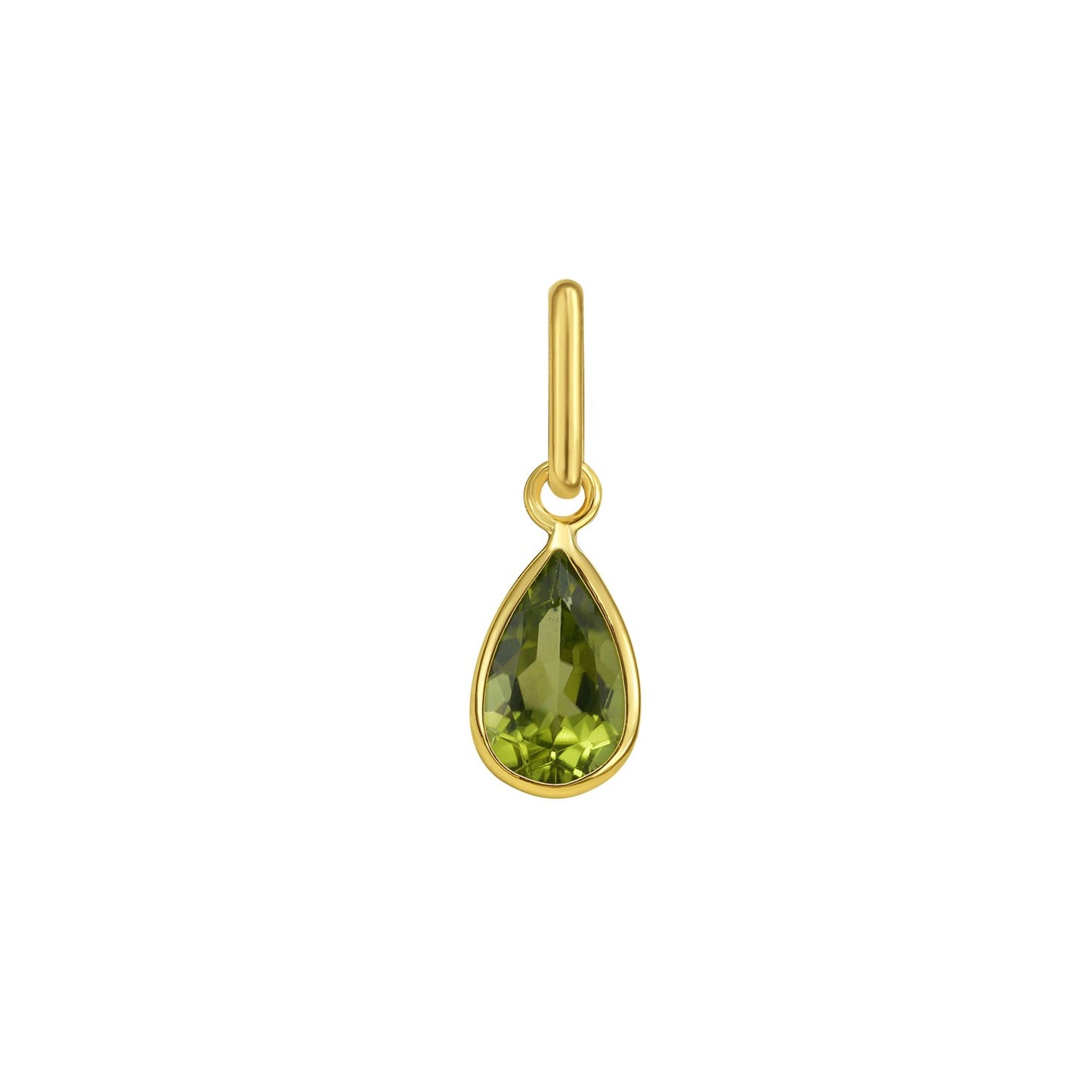 14K Yellow Gold Pear Peridot Charm Pendant