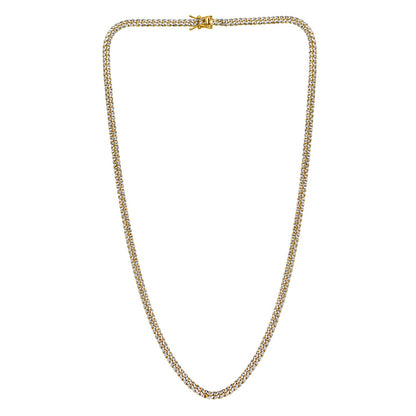 Classic Miami Cuban White Pave Solid Chain in 14k Yellow Gold (4.00 mm)