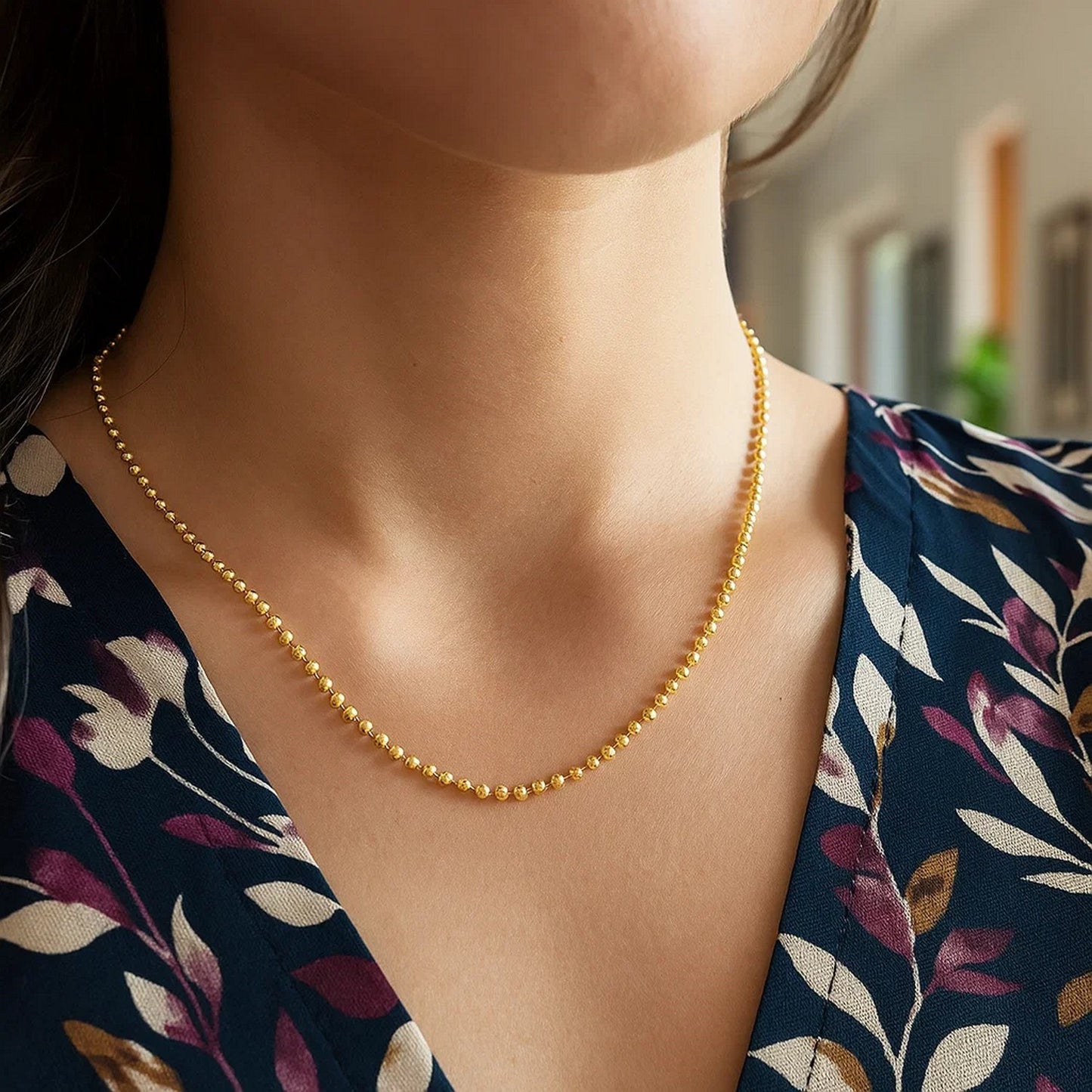 Moon Cut Bead Chain in 14k Yellow Gold (2.00 mm)