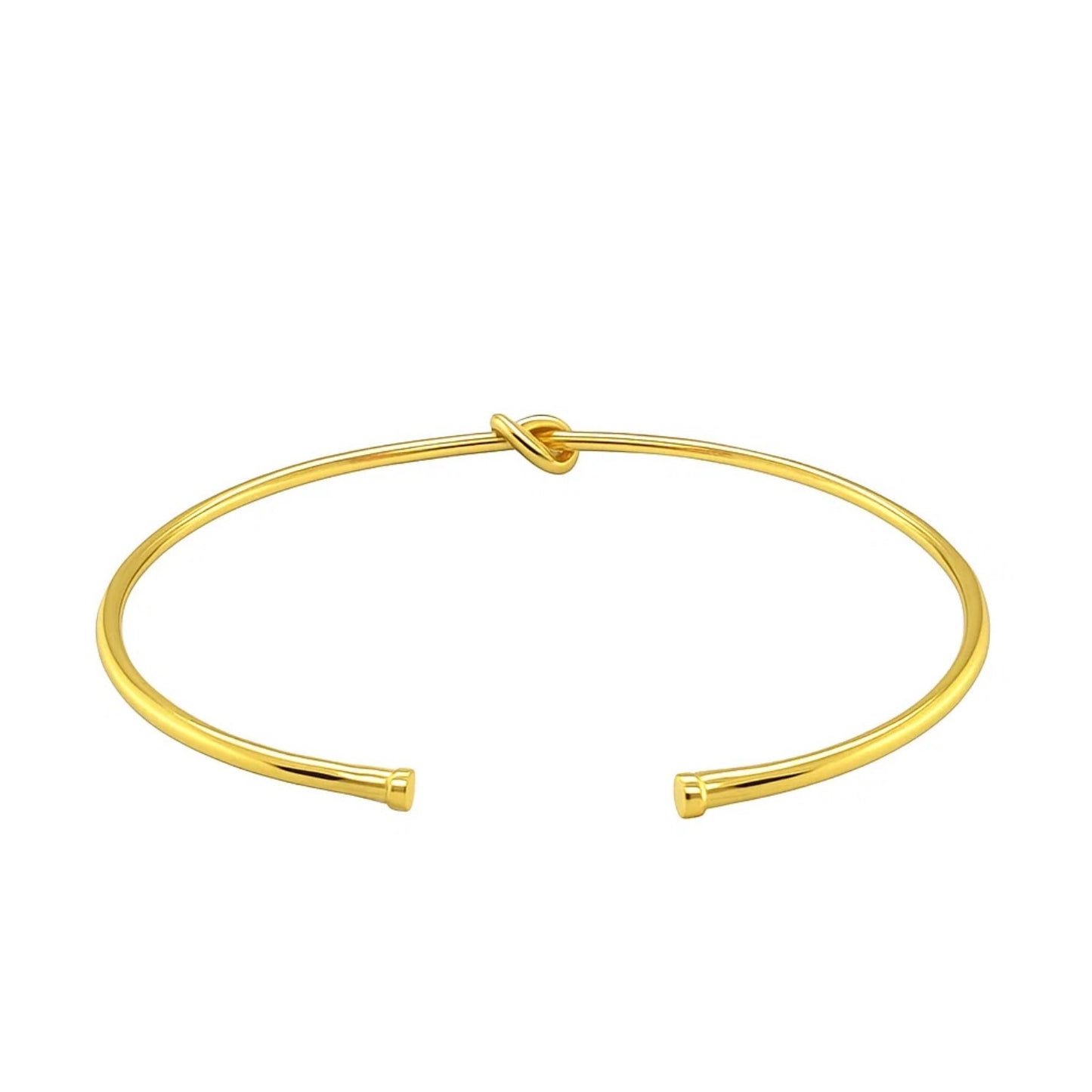 14k Yellow Gold Polished Cuff Bangle with Knot (5.50 mm)