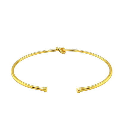 14k Yellow Gold Polished Cuff Bangle with Knot (5.50 mm)