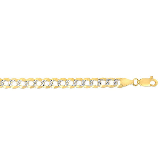 14k Two Tone Gold Pave Curb Chain (7.00 mm)
