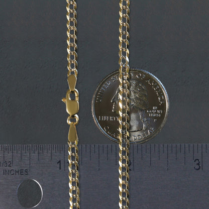 14k Two Tone Gold Pave Curb Chain (3.20 mm)