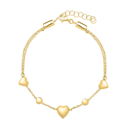 14k Gold Puff Heart Anklet