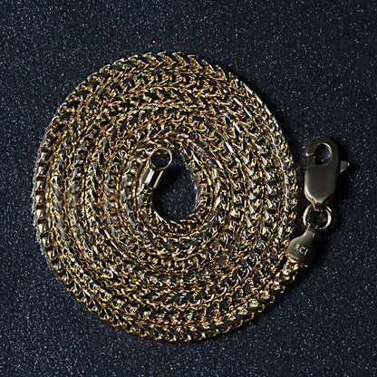 14k Yellow Solid Gold Diamond Cut Round Franco Chain (2.20 mm)