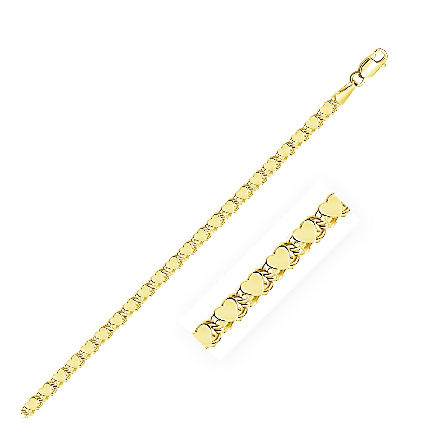 14k Gold Heart Anklet 2.9mm