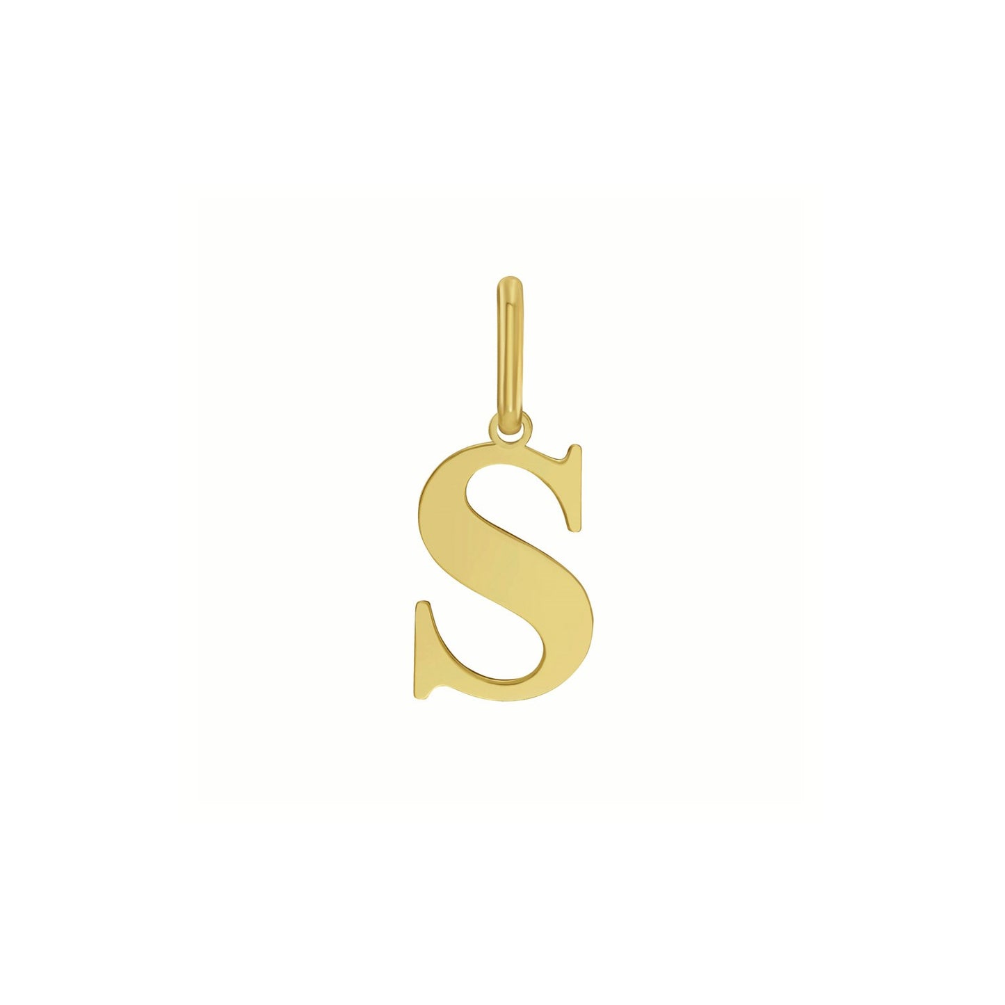 14K Yellow Gold Initial S Charm Pendant
