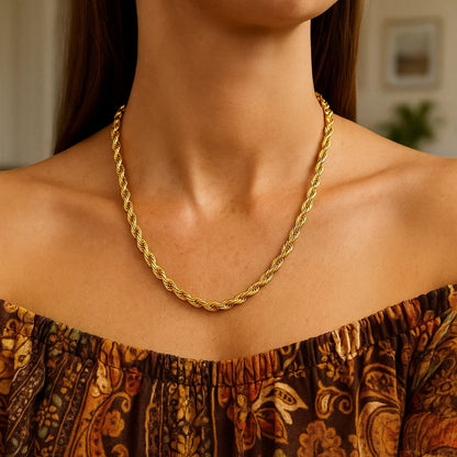 10K Yellow Gold Hollow Diamond Cut Rope Chain (5.00 mm)