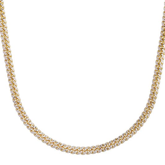Classic Miami Cuban White Pave Solid Chain in 14k Yellow Gold (5.00 mm)