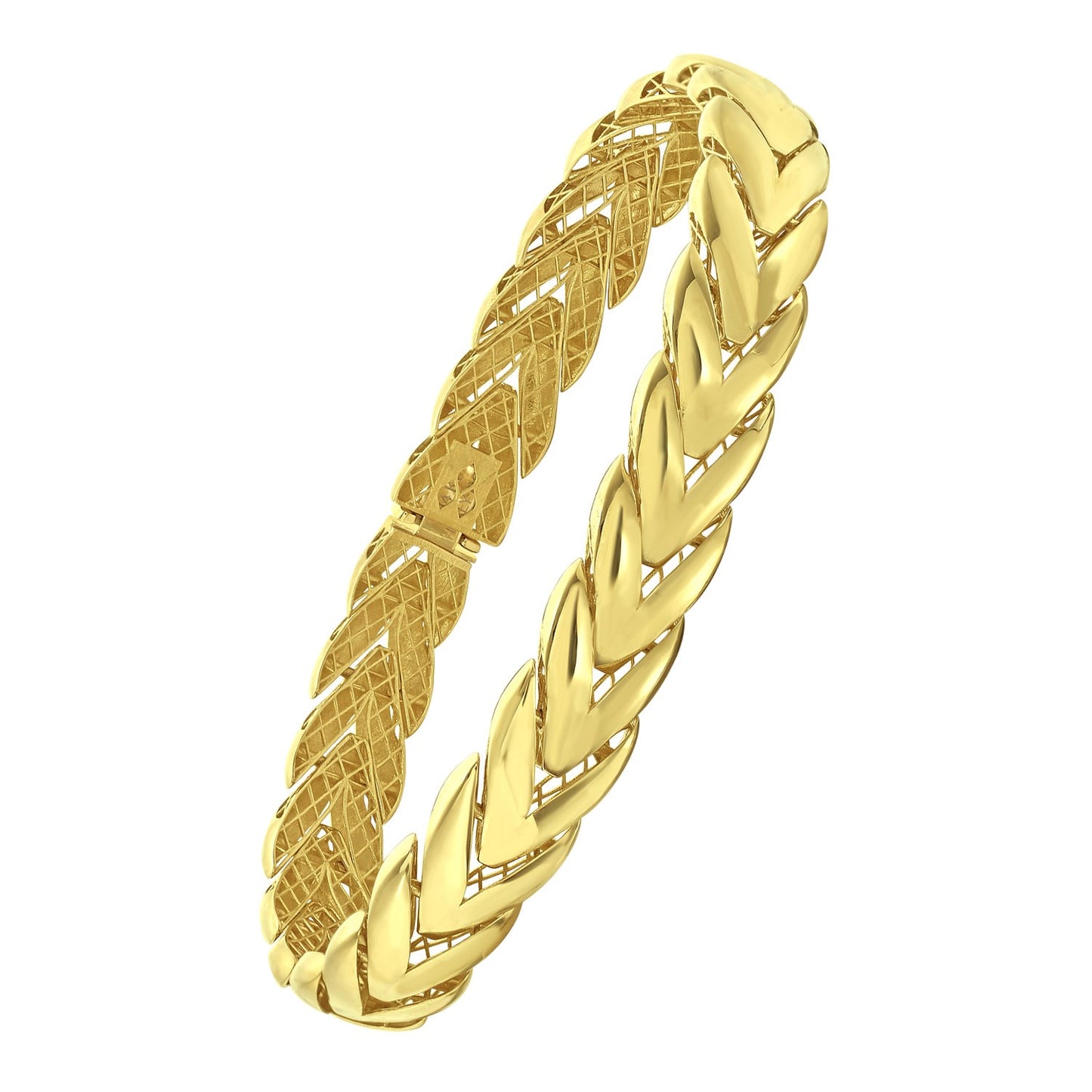 14K Yellow Gold Chevron Link Bangle (10.00 mm)