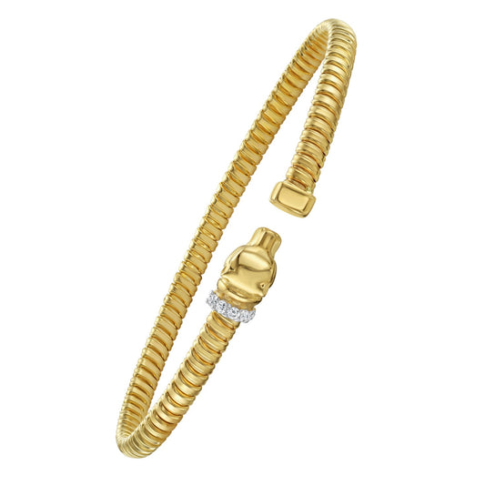 14K Yellow Gold Tubogas Panther Cuff with Diamonds (3.90 mm)