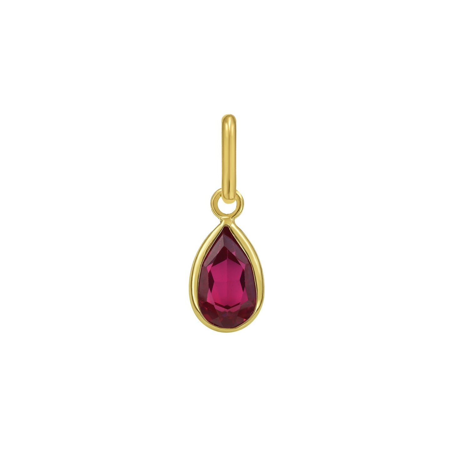 14K Yellow Gold Pear Ruby Charm Pendant