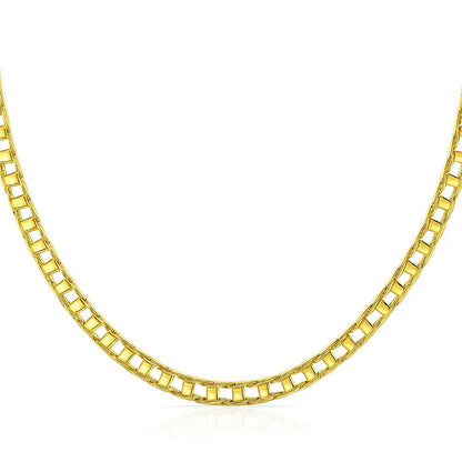 14k Yellow Gold Mens Necklace with Track Design Links (5.00 mm)