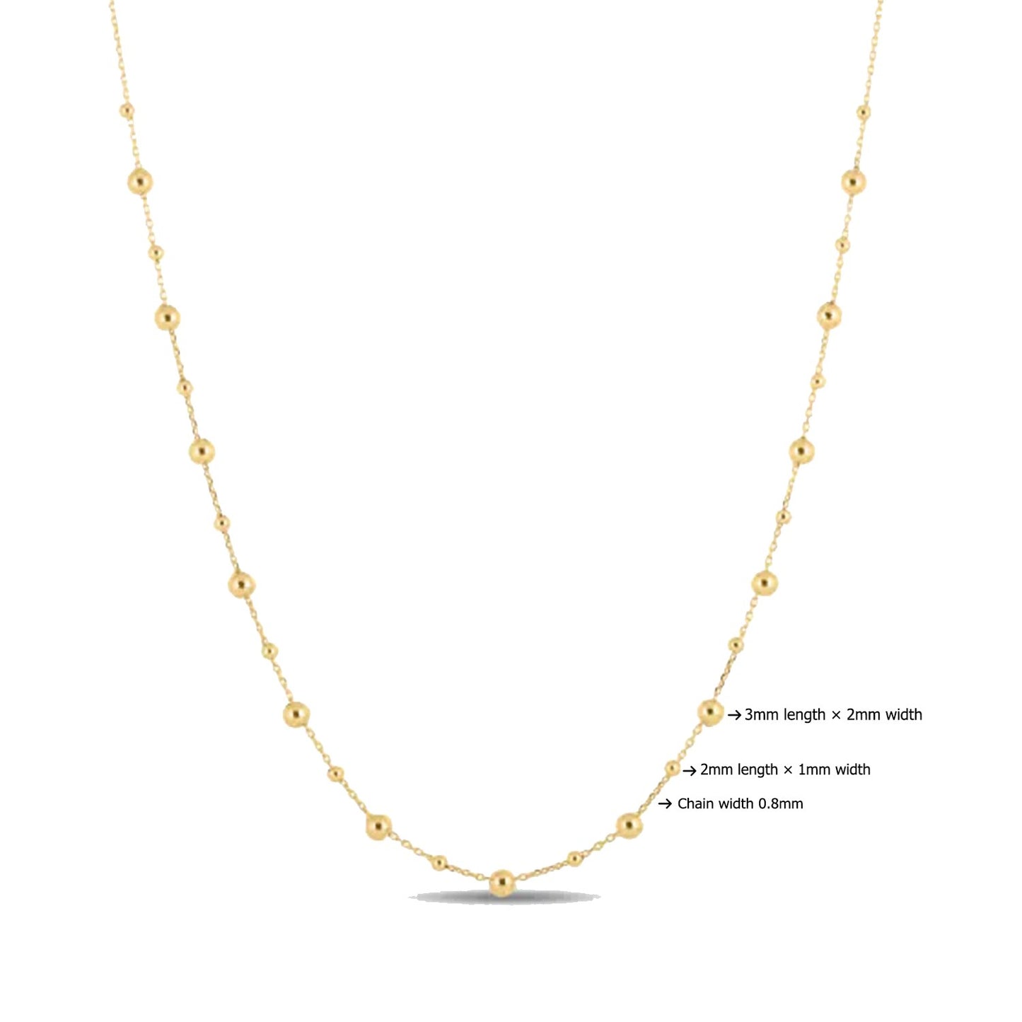 14k Yellow Gold Bead Necklace