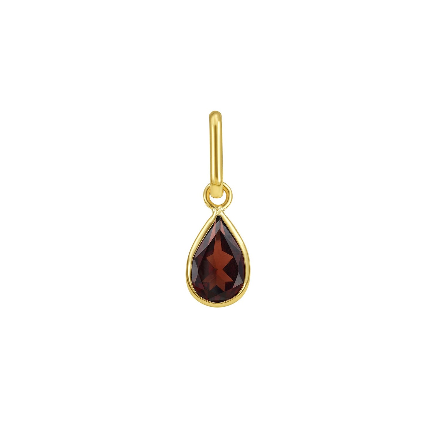14K Yellow Gold Pear Garnet Charm Pendant