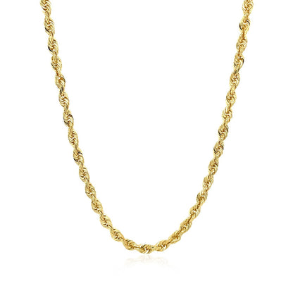 14K Yellow Gold Hollow Diamond Cut Rope Chain (3.2 mm)