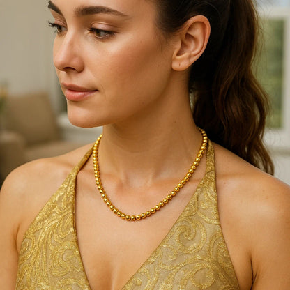 14k Yellow Gold Bead Chain Necklace(5mm)
