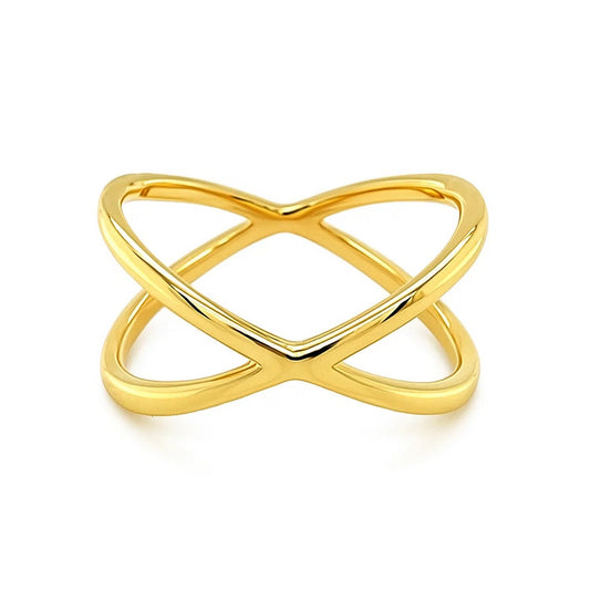 14k Yellow Gold Polished X Profile Ring