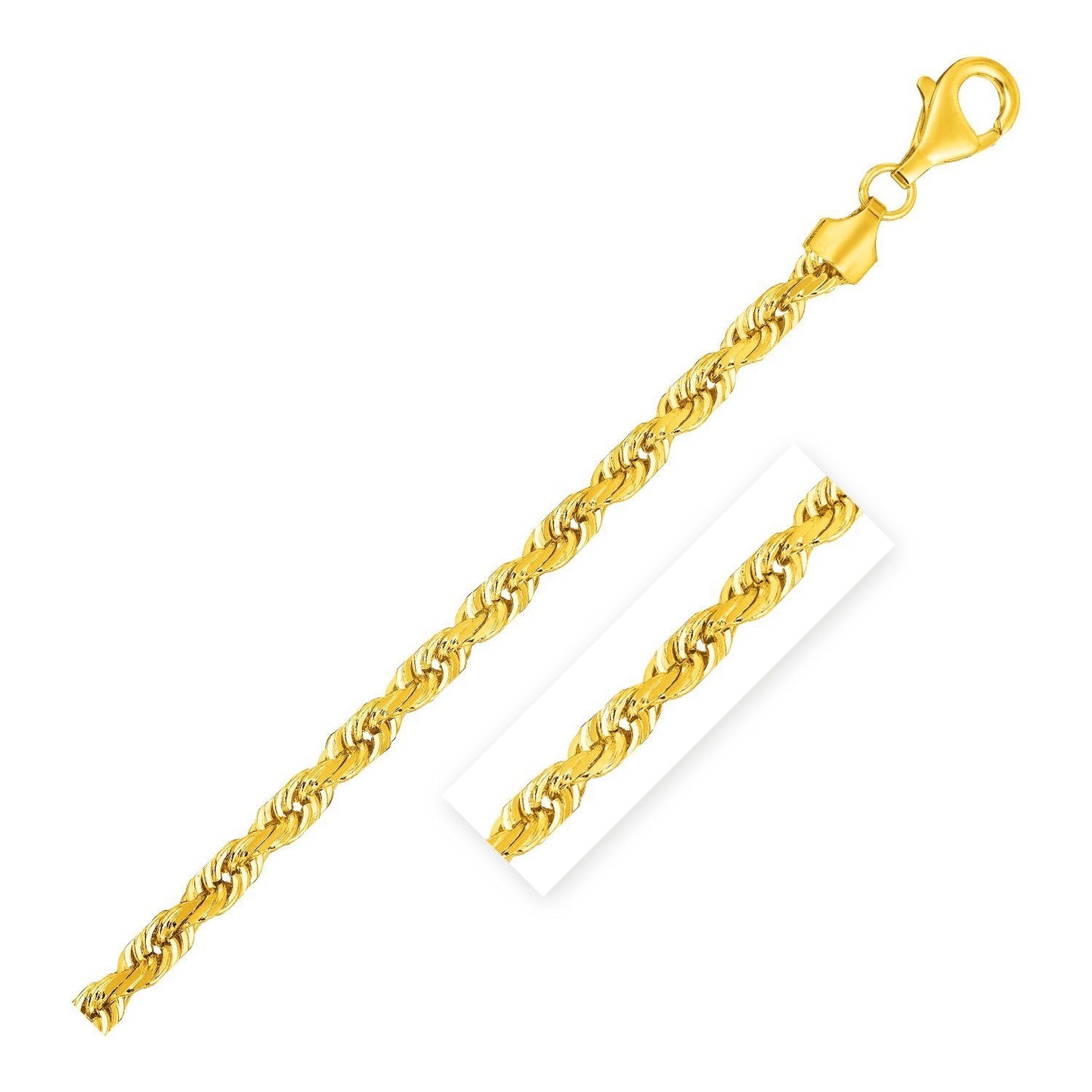 5.40 mm 14k Yellow Gold Solid Diamond Cut Rope Chain