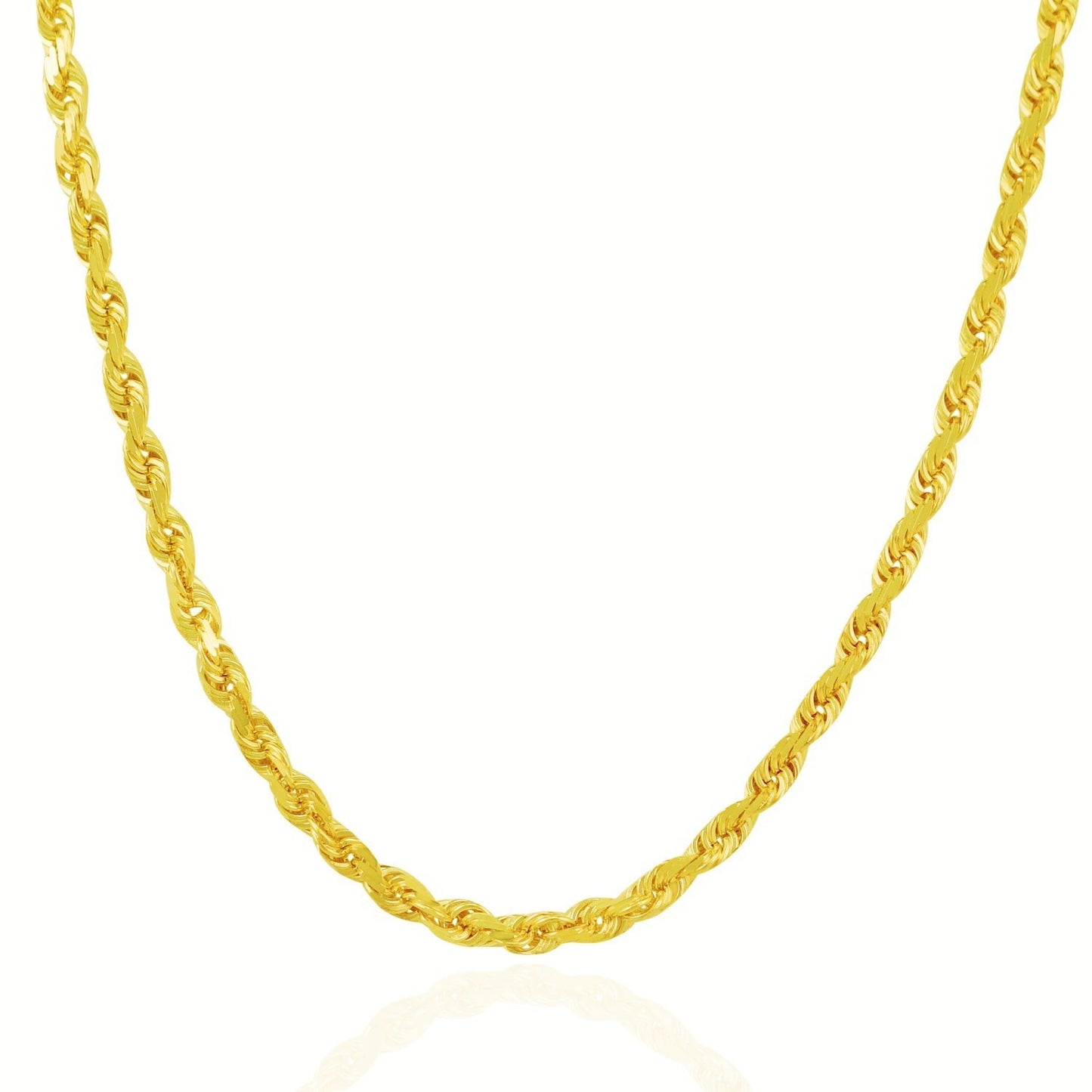 5.40 mm 14k Yellow Gold Solid Diamond Cut Rope Chain