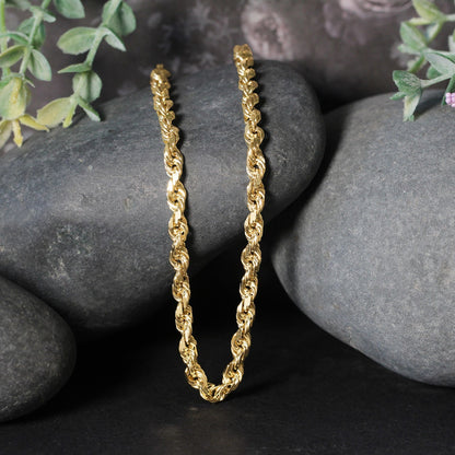 5.40 mm 14k Yellow Gold Solid Diamond Cut Rope Chain