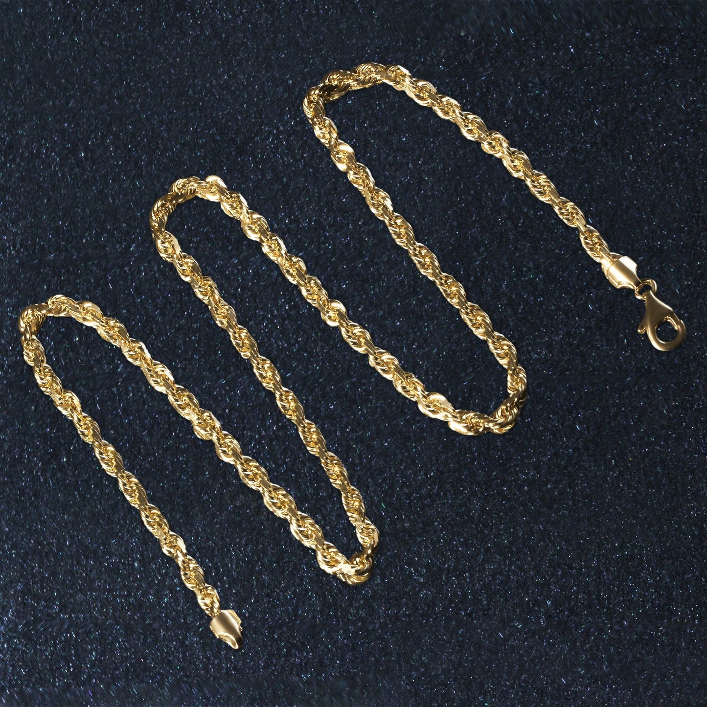 5.40 mm 14k Yellow Gold Solid Diamond Cut Rope Chain