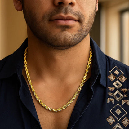 5.40 mm 14k Yellow Gold Solid Diamond Cut Rope Chain