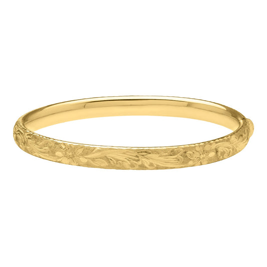 Engraved Medium Bangle in 14K Yellow Gold (6.20 mm)