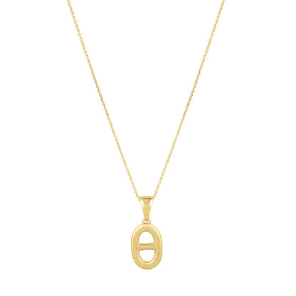 Polished Puff Mariner Link Necklace in 14K Yellow Gold