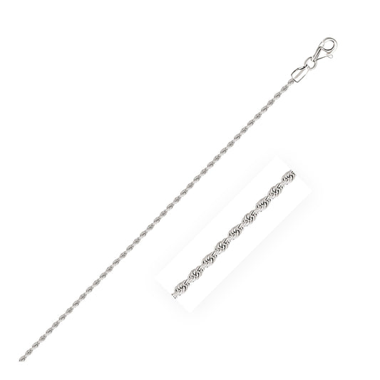 14k Diamond Cut White Gold Rope Anklet 2.0mm