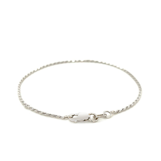 14k Diamond Cut White Gold Rope Anklet 2.0mm