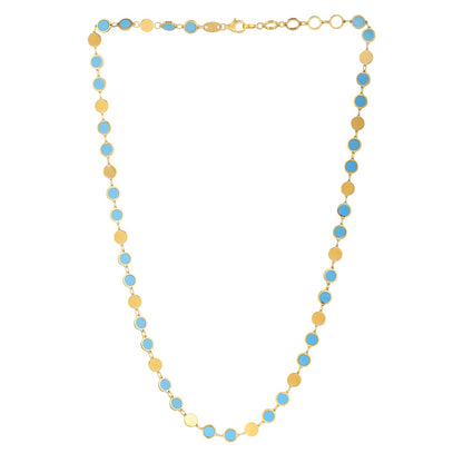 Turquoise Composite Gem Alternating Necklace in 14K Yellow Gold (5.00 mm)