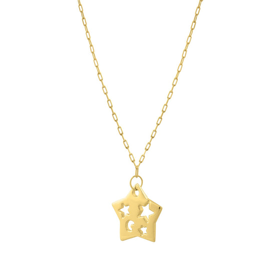 Cutout Star Necklace in 14K Yellow Gold