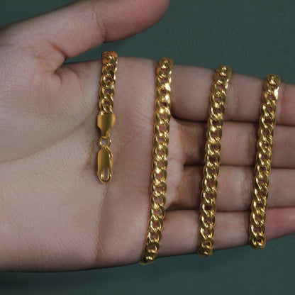 14k Yellow Gold Miami Cuban Semi Solid Chain (5.50 mm)