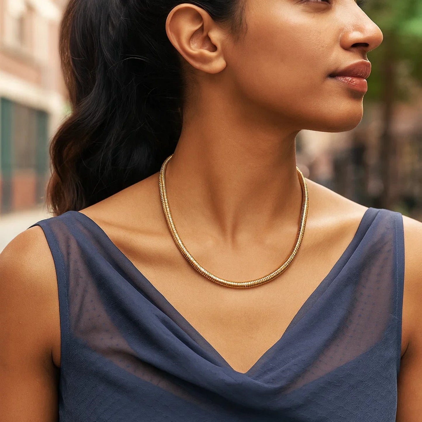 Tubogas Necklace in 14K Yellow Gold (5.00 mm)