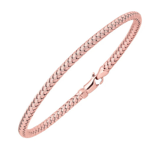 14k Rose Gold Fancy Weave Motif Bangle (3.40 mm)