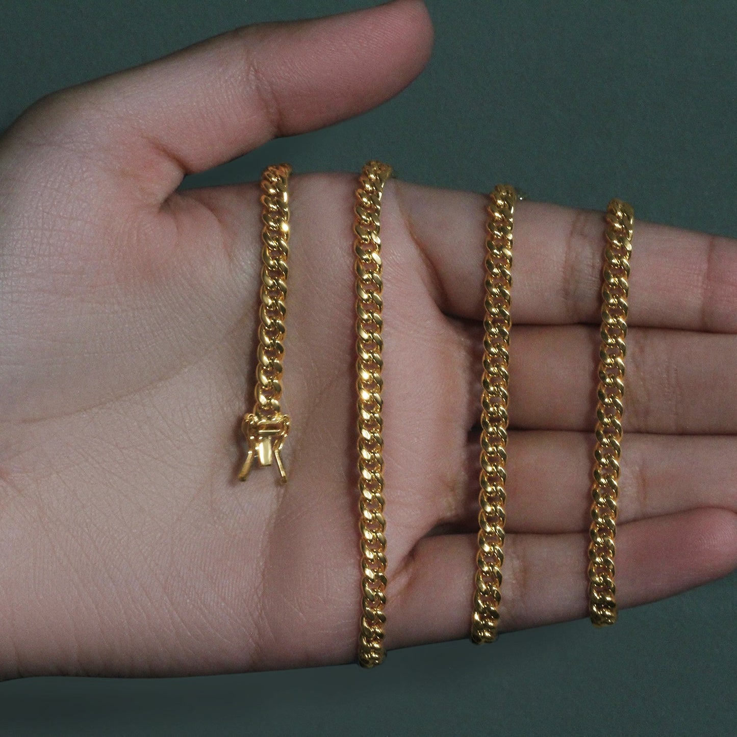 14k Yellow Gold Semi Solid Miami Cuban Chain (4.50 mm)