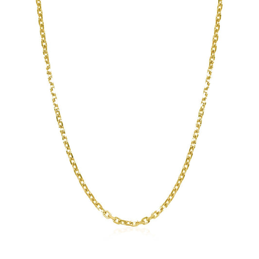 18k Yellow Gold Diamond Cut Cable Link Chain (1.90 mm)
