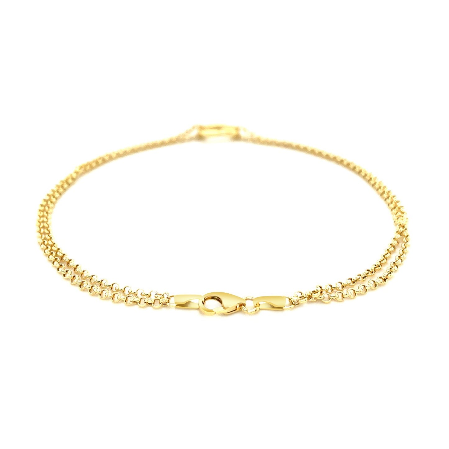 10k Gold Double Rolo w/ Heart Chain Anklet