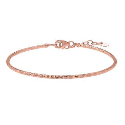 14K Rose Gold Diamond Cut Stack Bangle Bracelet (1.80 mm)