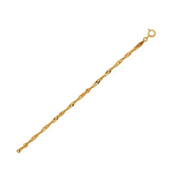10k Gold Singapore Anklet 2.2mm