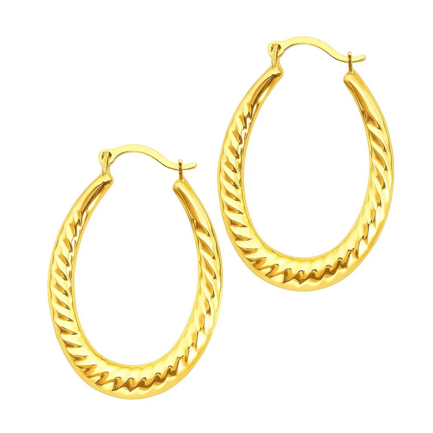 14k Yellow Gold Hoop Earrings with Textured Details