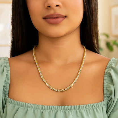 14k Yellow Gold Round Pave Franco Chain (4.00 mm)