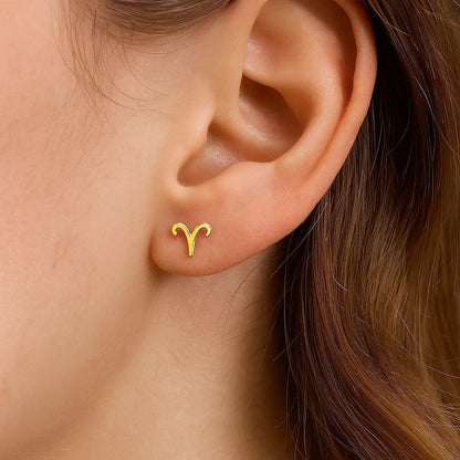14K Yellow Gold Aries Stud Earrings