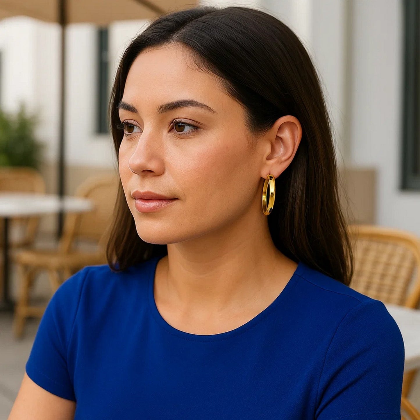 14k Yellow Gold Wedding Band Hoops (7x35mm)